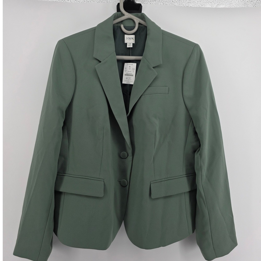 NWT J.Crew Womens Sage Green Two Button Tailored Blazer Suit Jacket Sz 16 CG367